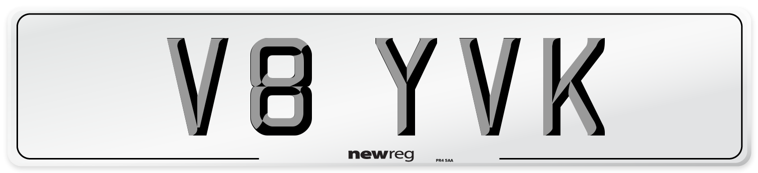 V8 YVK Number Plate from New Reg
